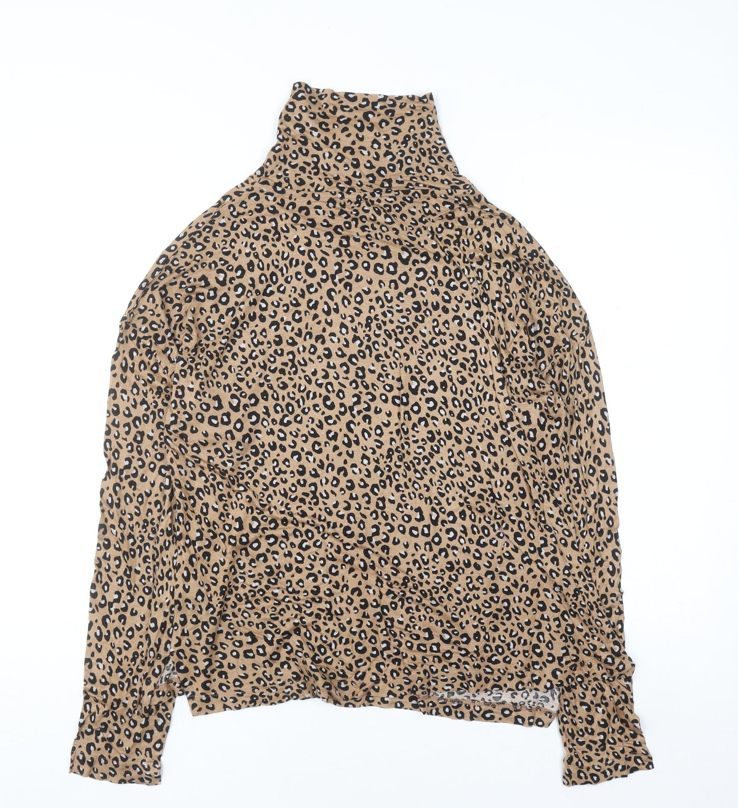 Marks and Spencer Women’s Brown Leopard Print Roll Neck Top Size 10