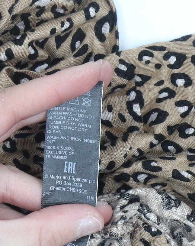 Marks and Spencer Women’s Brown Leopard Print Roll Neck Top Size 10
