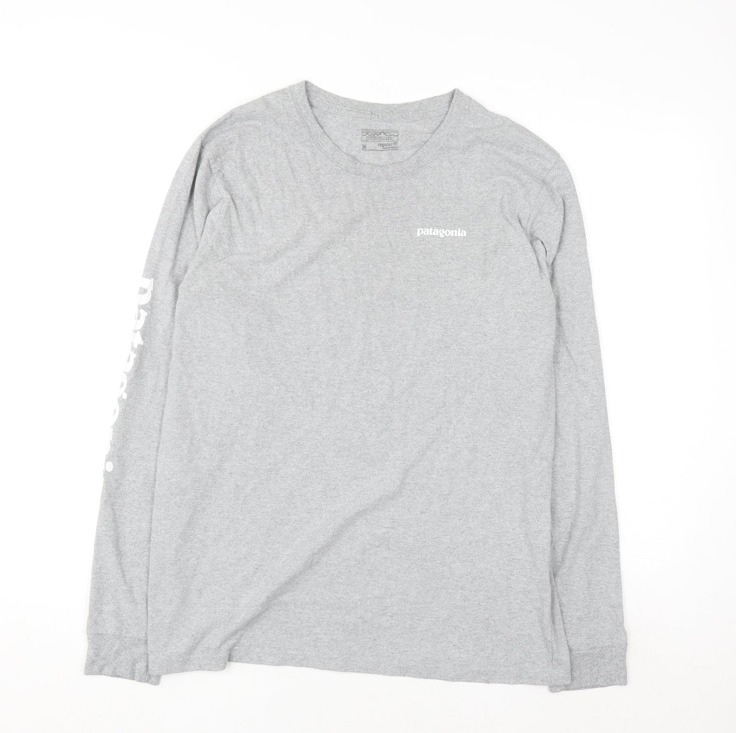 Patagonia Men's Grey Long Sleeve Regular Fit Cotton Top M