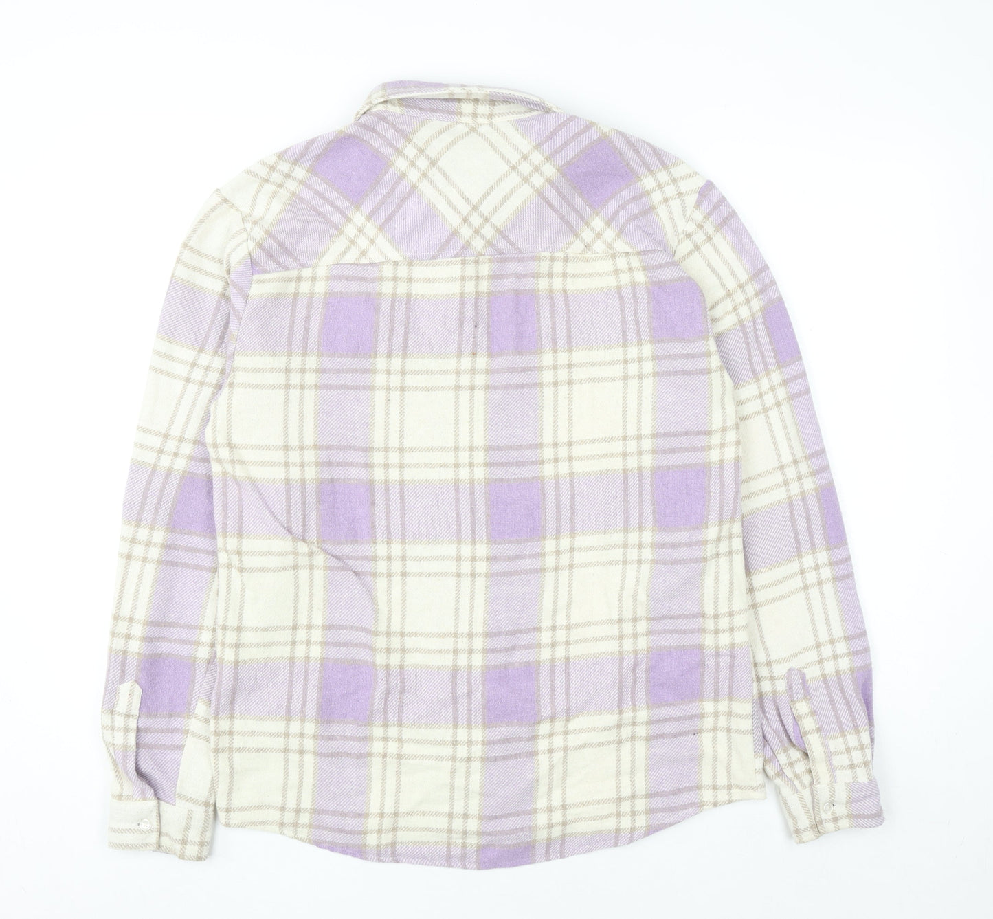 boohooMAN Men's Purple Check Flannel Long Sleeve Shirt Size M