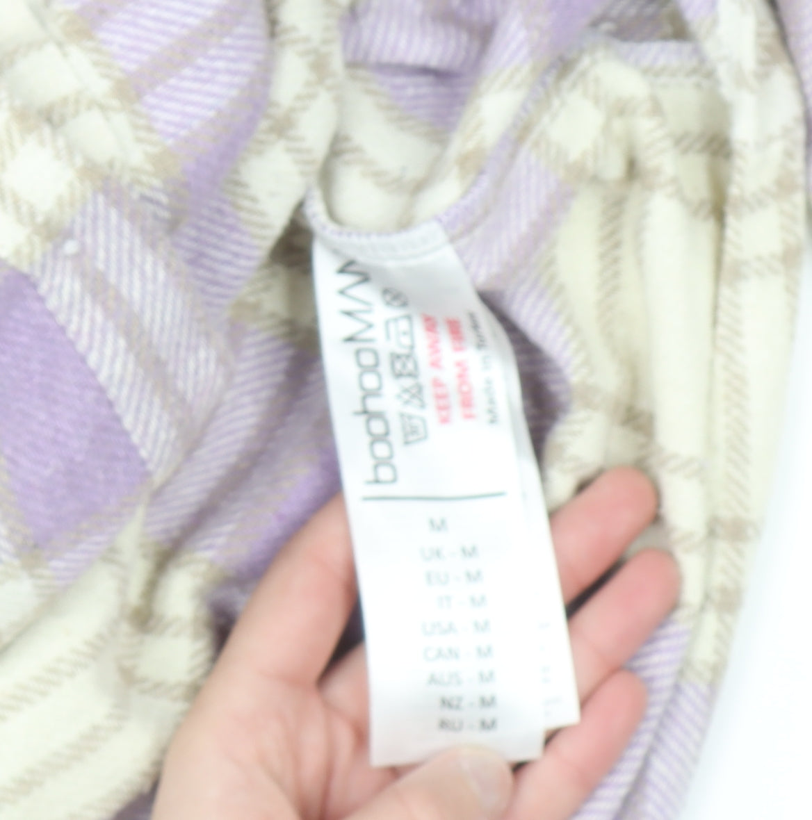 boohooMAN Men's Purple Check Flannel Long Sleeve Shirt Size M