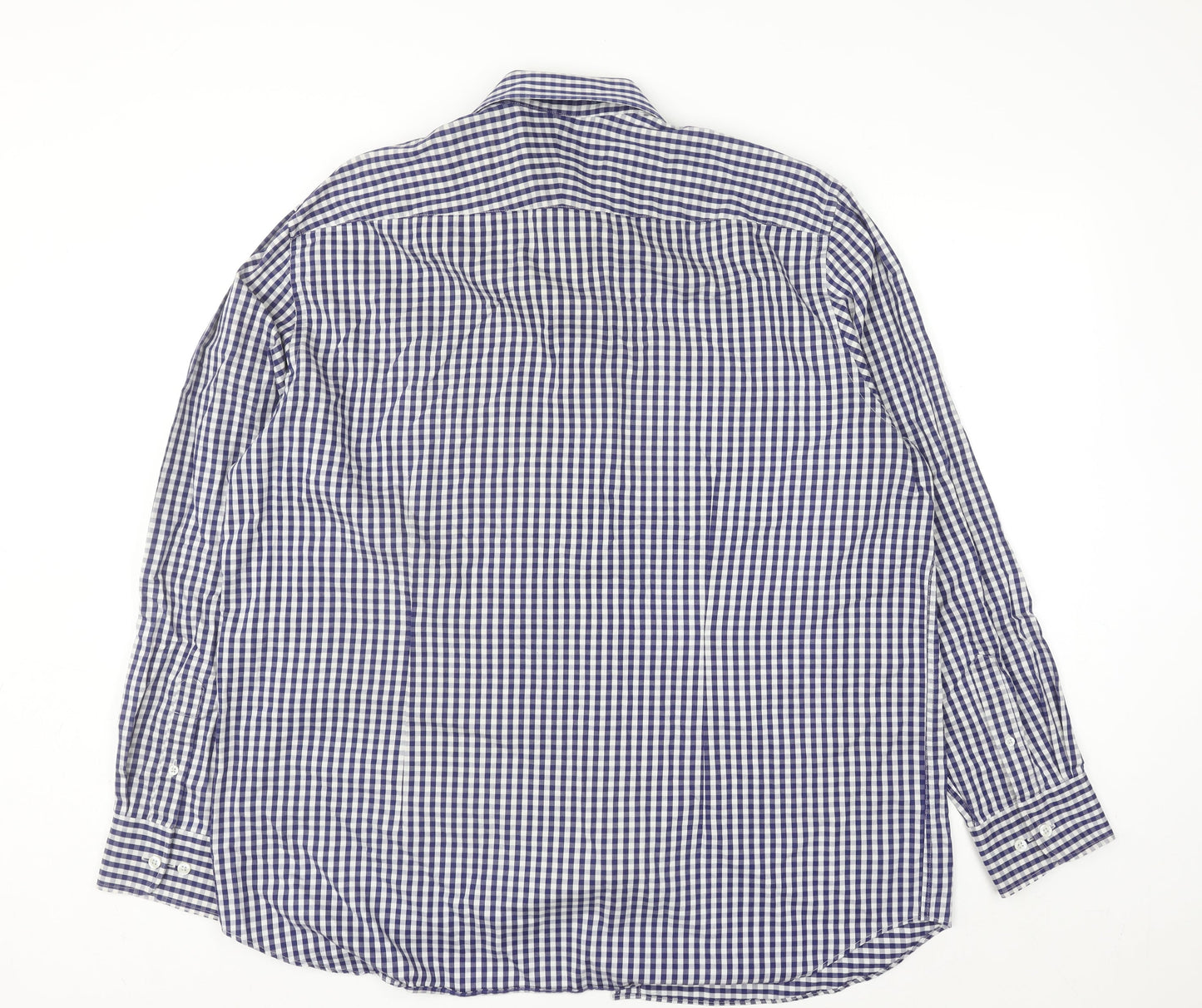 Osborne Men’s Blue Check Classic Fit Long Sleeve Button-Up Shirt Size 18