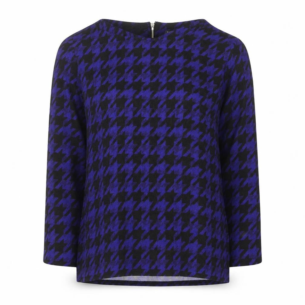 Marks & Spencer Women’s Blue Houndstooth Long Sleeve Blouse UK 8