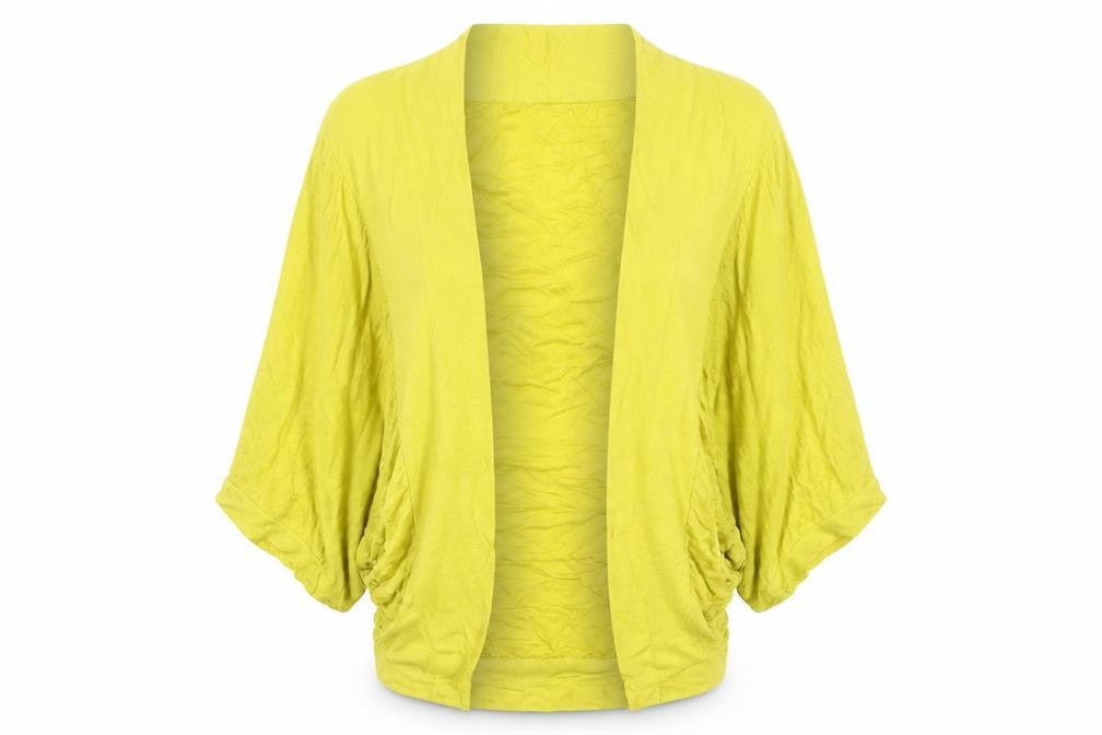 Planet Women's Yellow Short Sleeve Open Cardigan Size M Viscose Blend