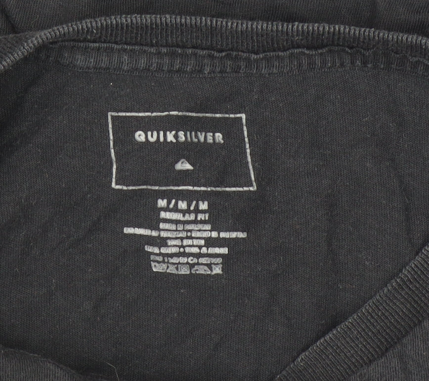Quiksilver Men’s Black Cotton Logo Surf T-Shirt Size M Regular Fit