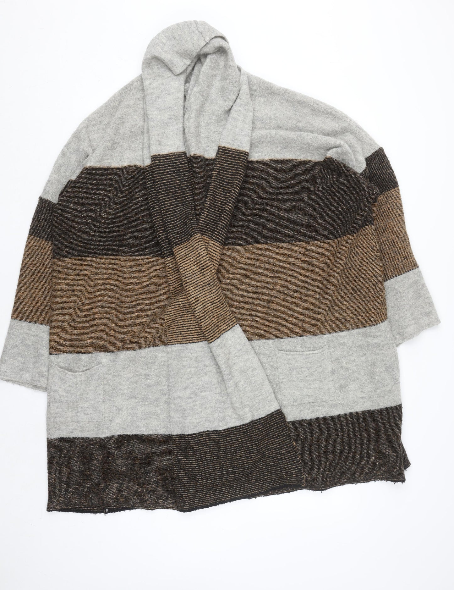 Marks and Spencer Women’s Brown Striped Long Sleeve Knit Cardigan S