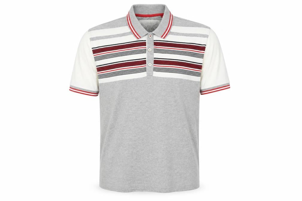 Next Men's Grey Striped Slim Fit Polo Shirt Size 2XL