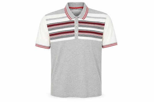 Next Men's Grey Striped Slim Fit Polo Shirt Size 2XL