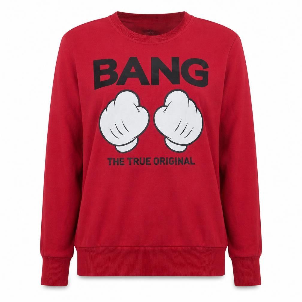 Disney Women Red Pullover Sweatshirt Small Graphic Print Cotton