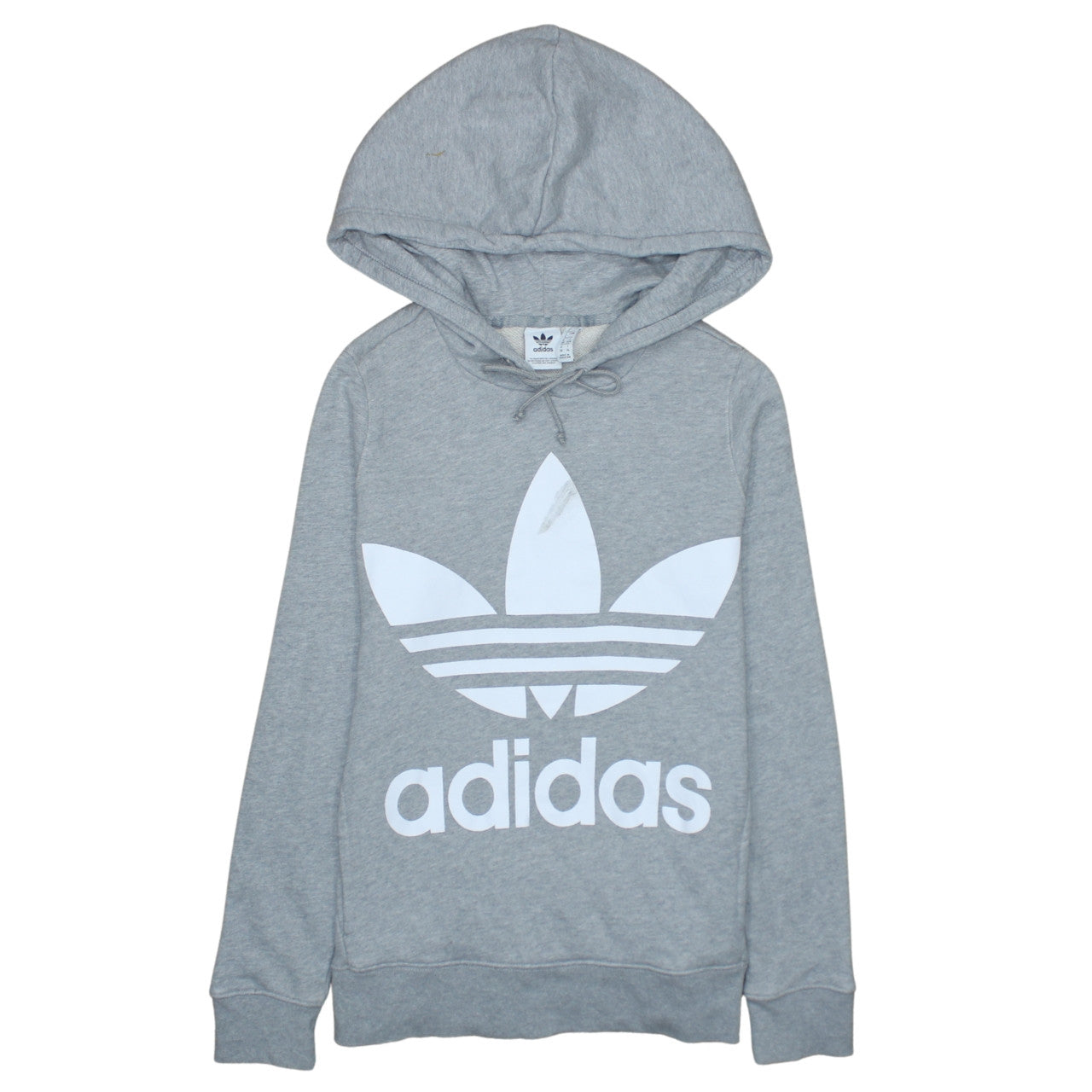 Adidas Women’s Grey Hooded Pullover Sweatshirt Size 4 Logo Print