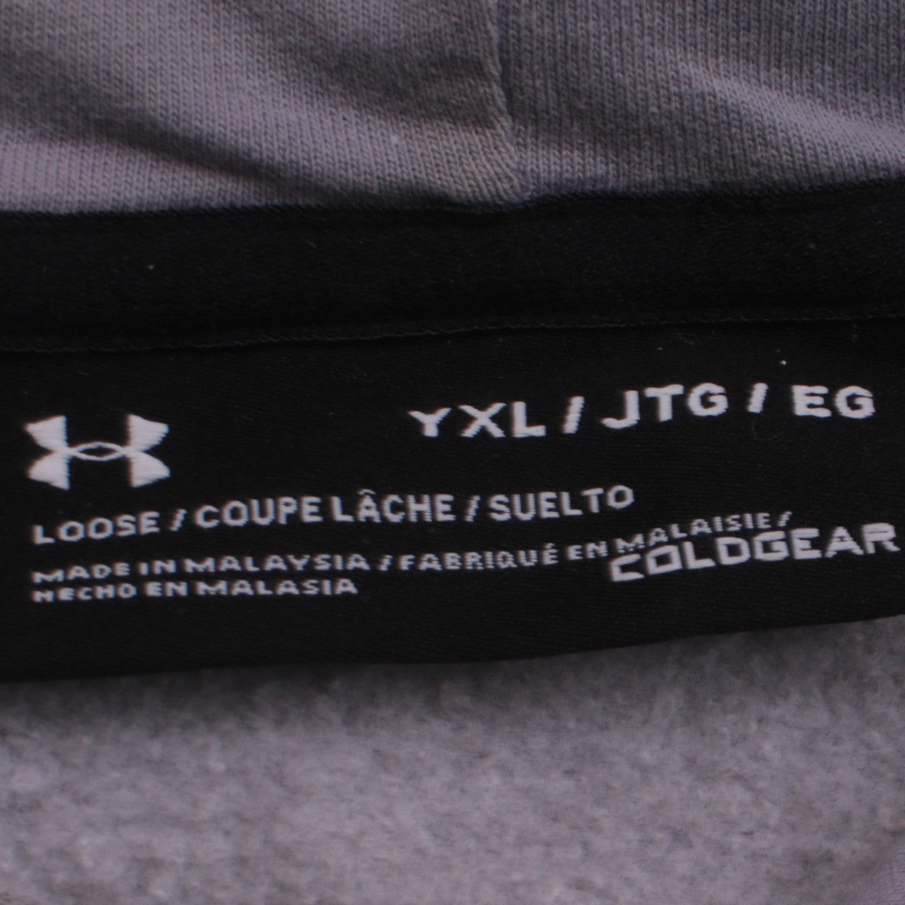 Under Armour Boys Grey Pullover Hoodie YXL Loose Fit ColdGear