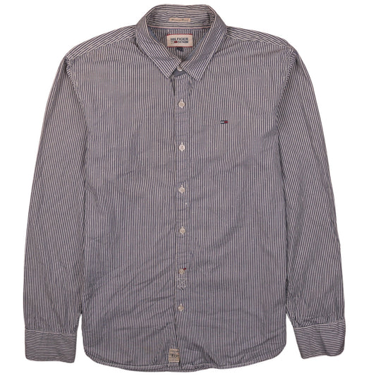 Tommy Hilfiger Men’s Blue Striped Button-Down Long Sleeve Cotton Shirt M