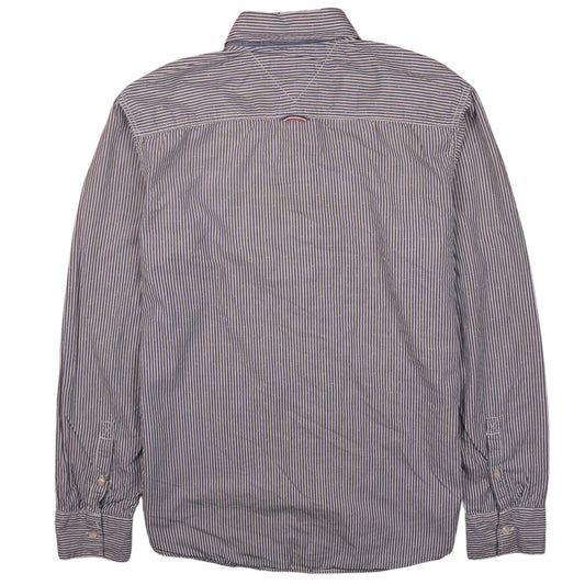 Tommy Hilfiger Men’s Blue Striped Button-Down Long Sleeve Cotton Shirt M
