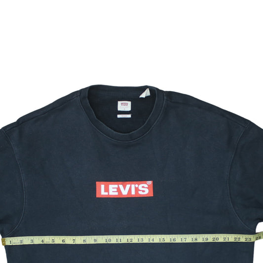 Levi's Men's Black Relaxed Fit Crew Neck Logo Sweatshirt M