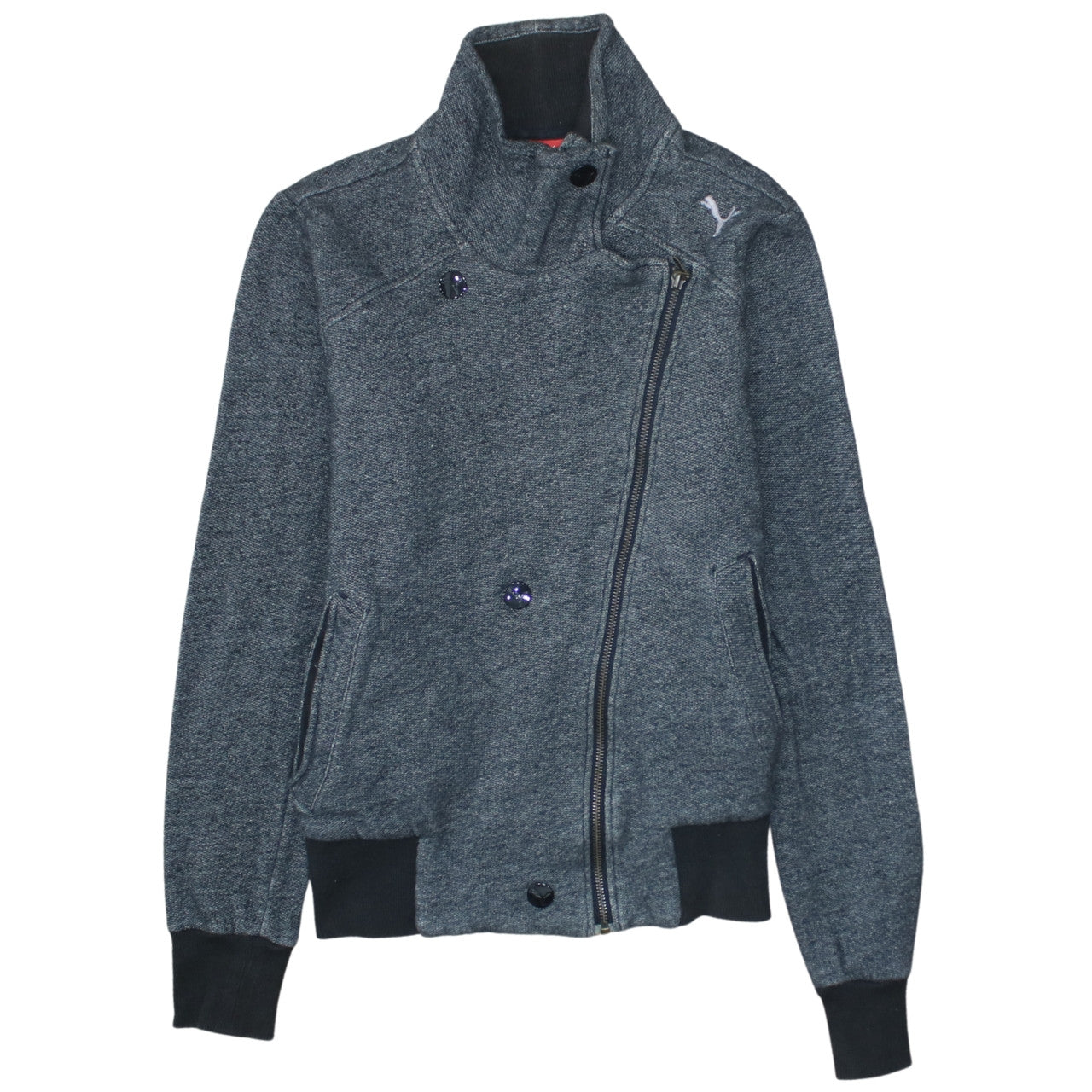 Puma Women's Grey Full Zip Sweatshirt Hoodie Size 12 Cotton Blend