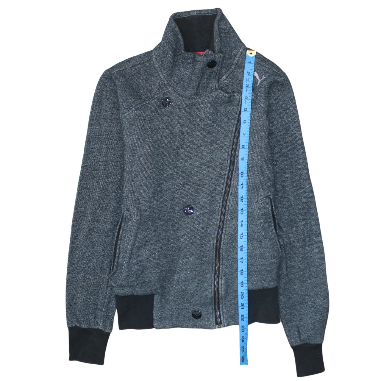 Puma Women's Grey Full Zip Sweatshirt Hoodie Size 12 Cotton Blend