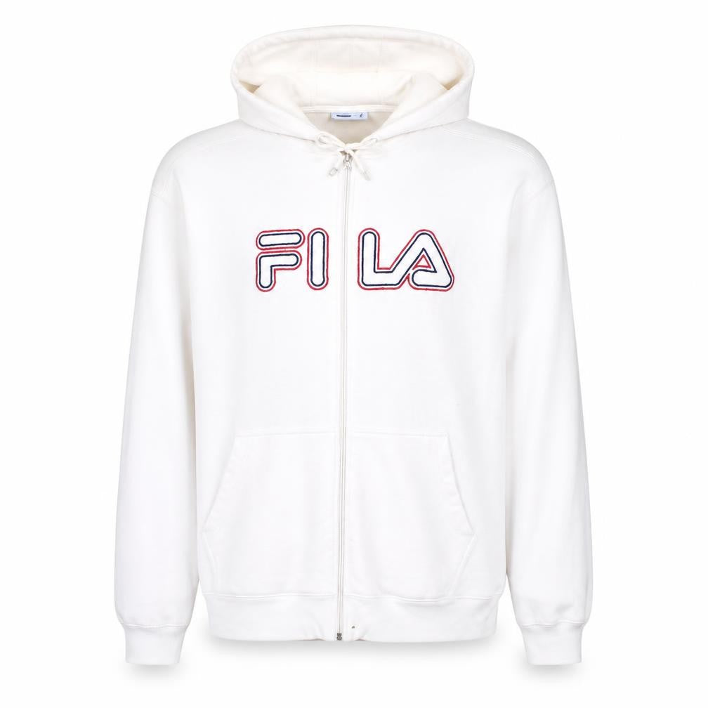 FILA Mens White Full Zip Hoodie XL Logo Sportswear