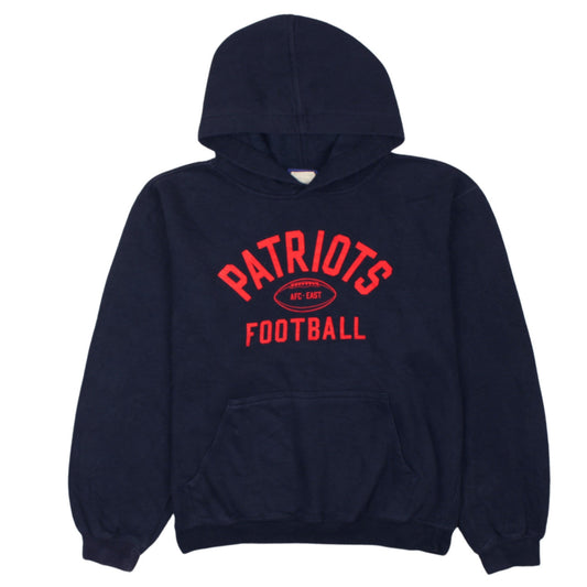 Reebok Boys Navy Patriots Football Pullover Hoodie L 14-16 Cotton Blend