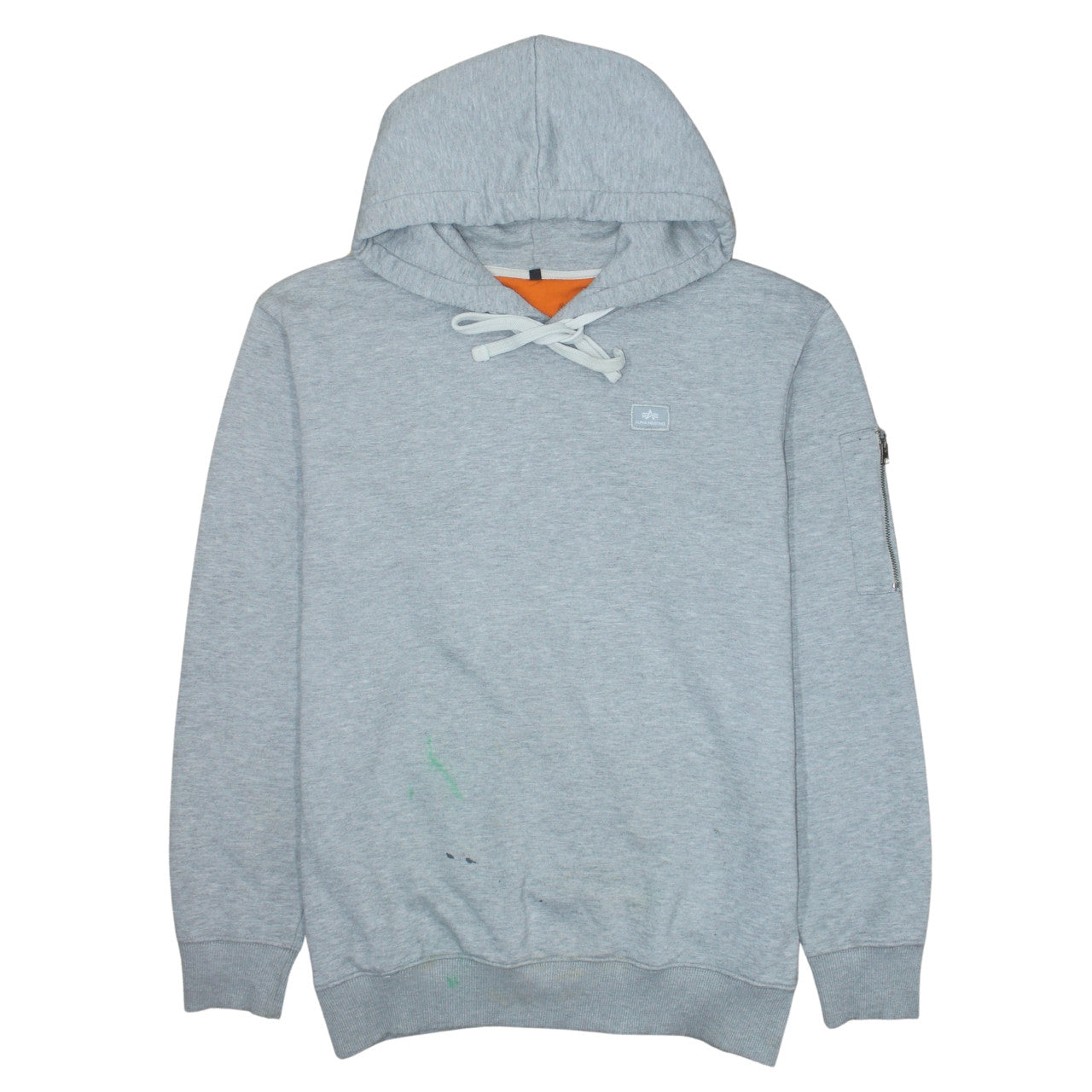 Alpha Industries Men's Grey 2XL Pullover Hoodie with Zip Pocket