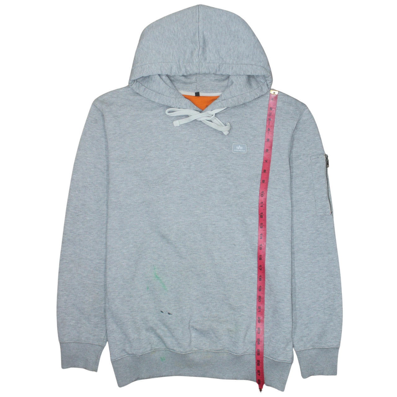 Alpha Industries Men's Grey 2XL Pullover Hoodie with Zip Pocket