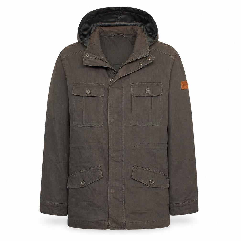 John Baner Men's Brown Hooded Cotton Parka Jacket Size 46