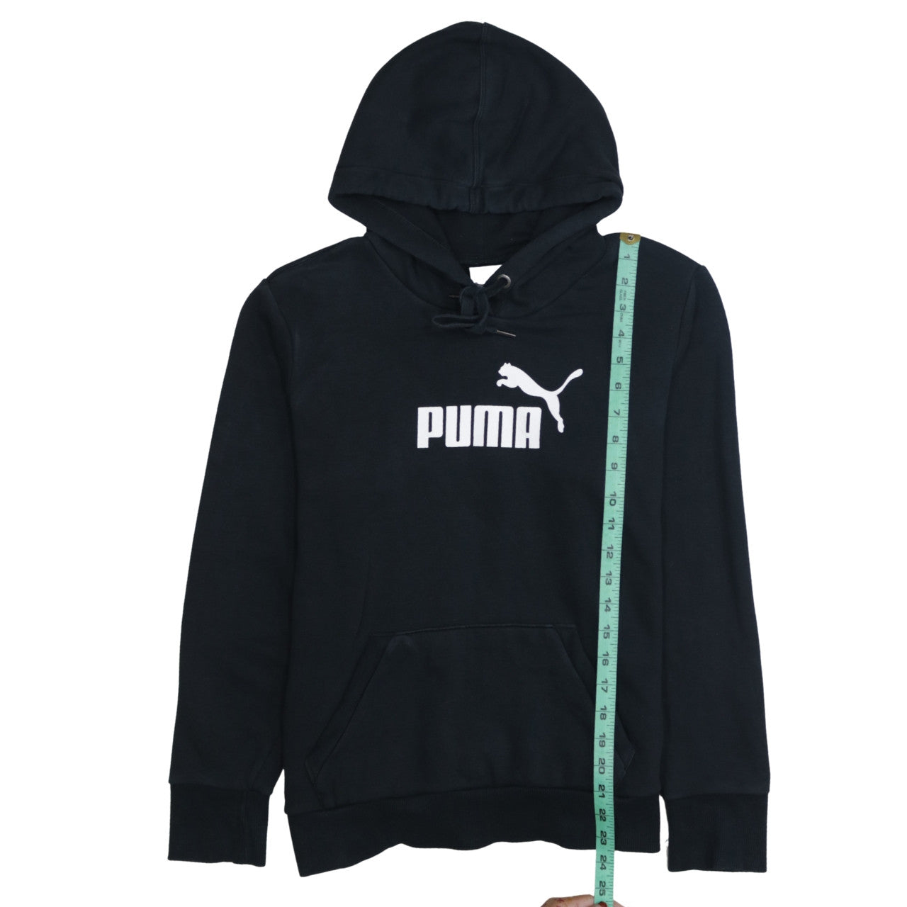 Puma Women's Black Pullover Hoodie Size L Cotton Blend Logo Design
