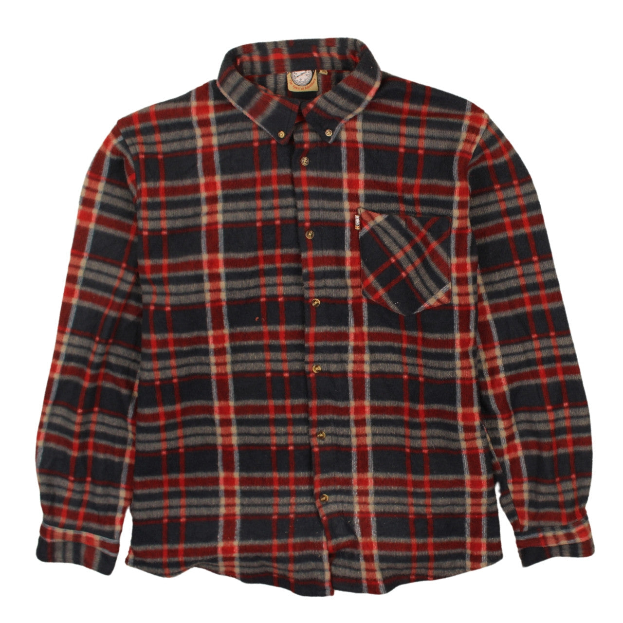 The Spirit of Adventure Men's Red Plaid Flannel Button-Up Shirt L