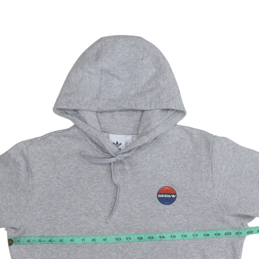 Adidas Men's Grey Pullover Hoodie Small Logo Fleece Sweatshirt