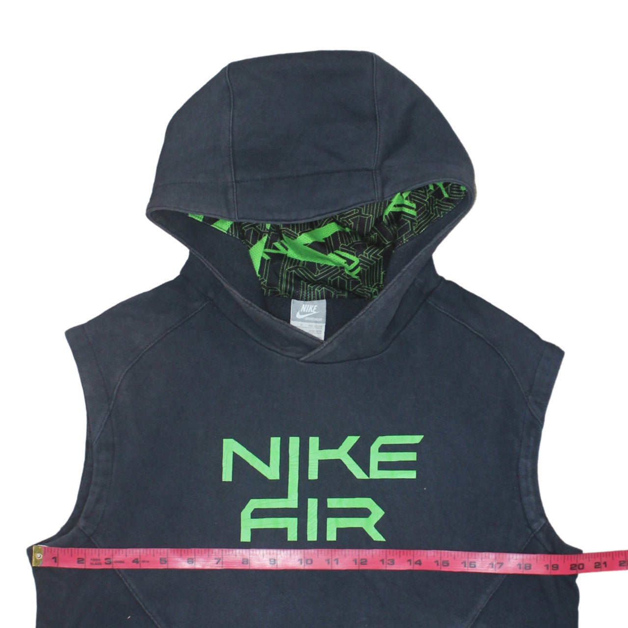 Nike Boys Black Sleeveless Pullover Hoodie XL 158-170cm Graphic Print Cotton Blend