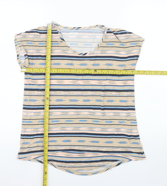 Lands' End Women’s Multicoloured Striped T-Shirt Size S Short Sleeve