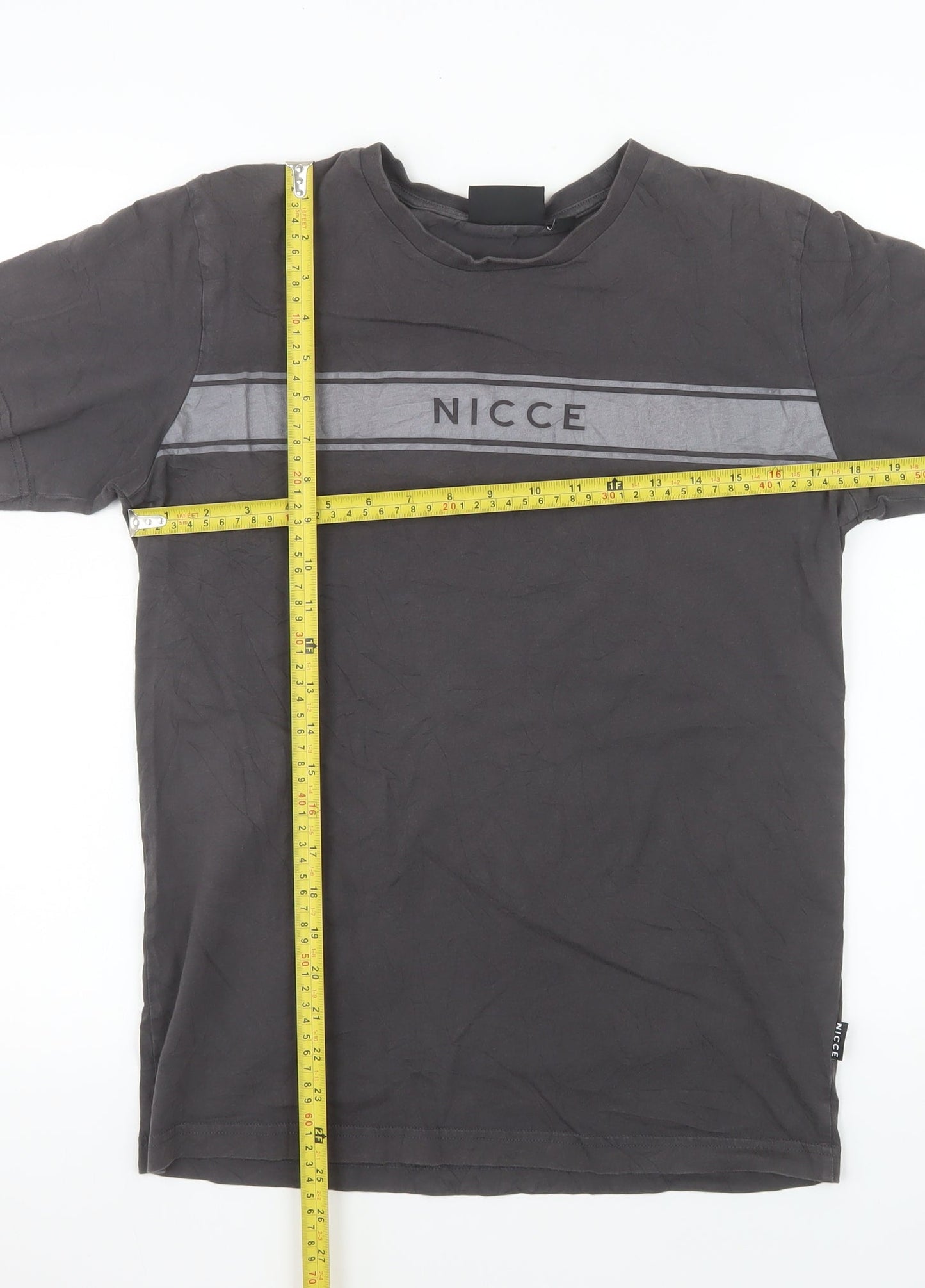 Nicce Men's Grey Short Sleeve Crew Neck Cotton T-Shirt Size S