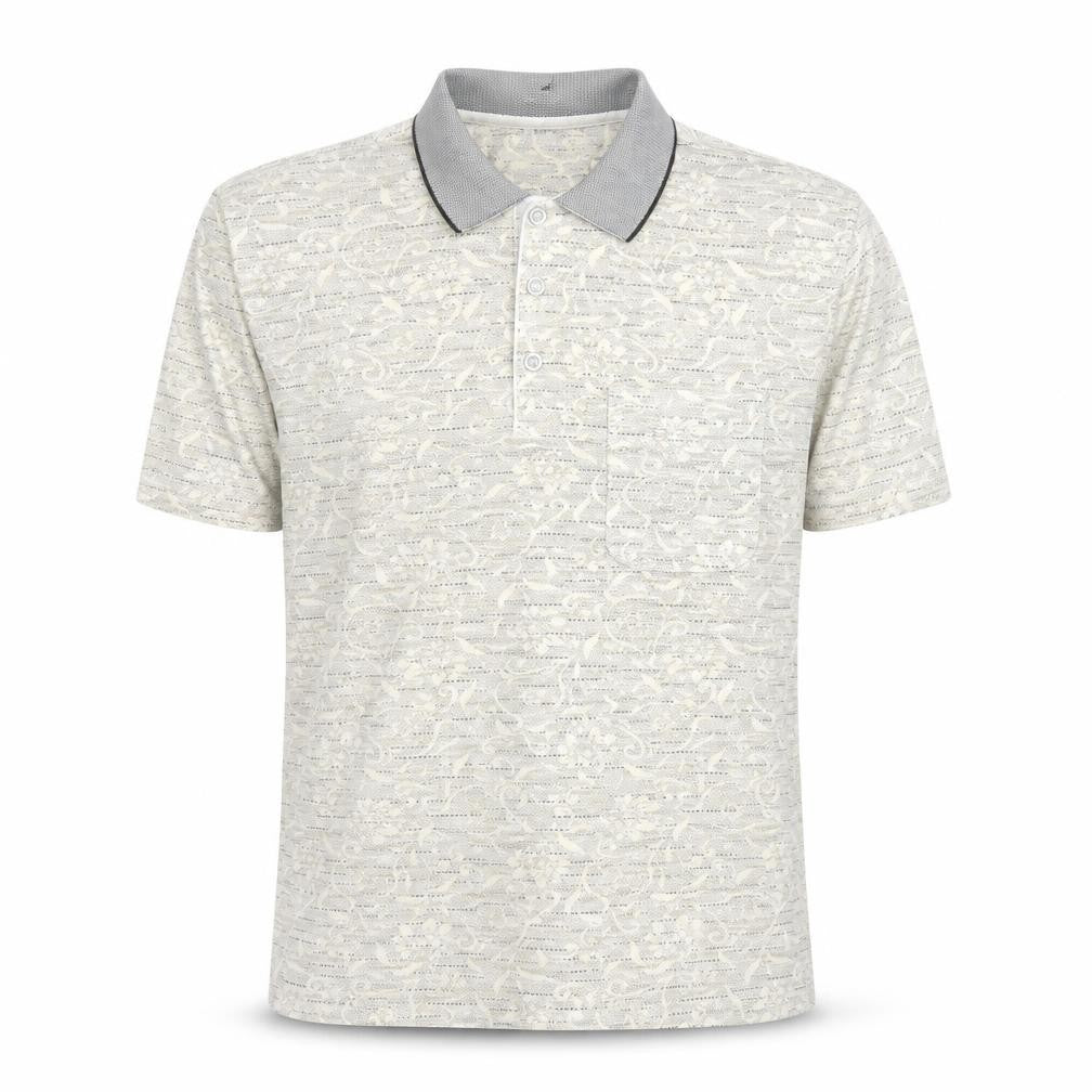 Charles Norton Men's Beige Paisley Polo Shirt Size M Short Sleeve