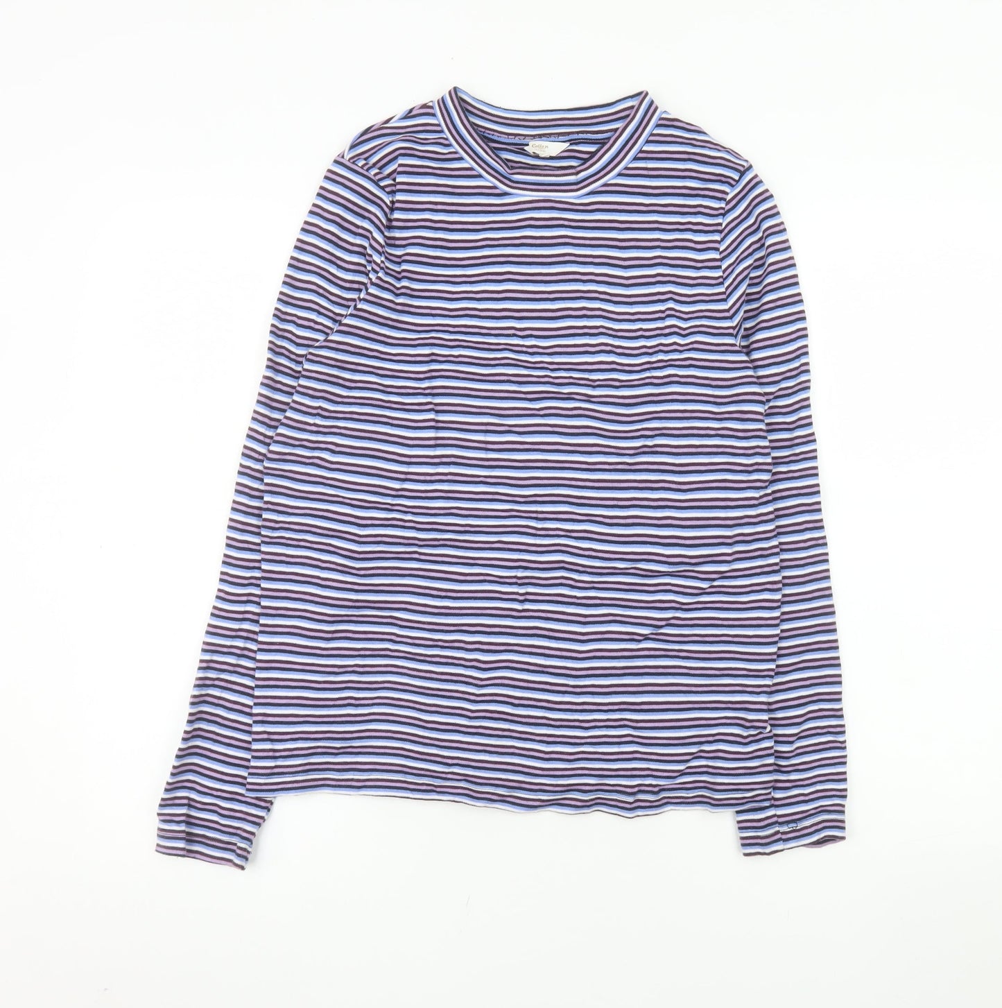 Cotton Traders Women’s Multicoloured Striped Long Sleeve Cotton T-Shirt UK 12