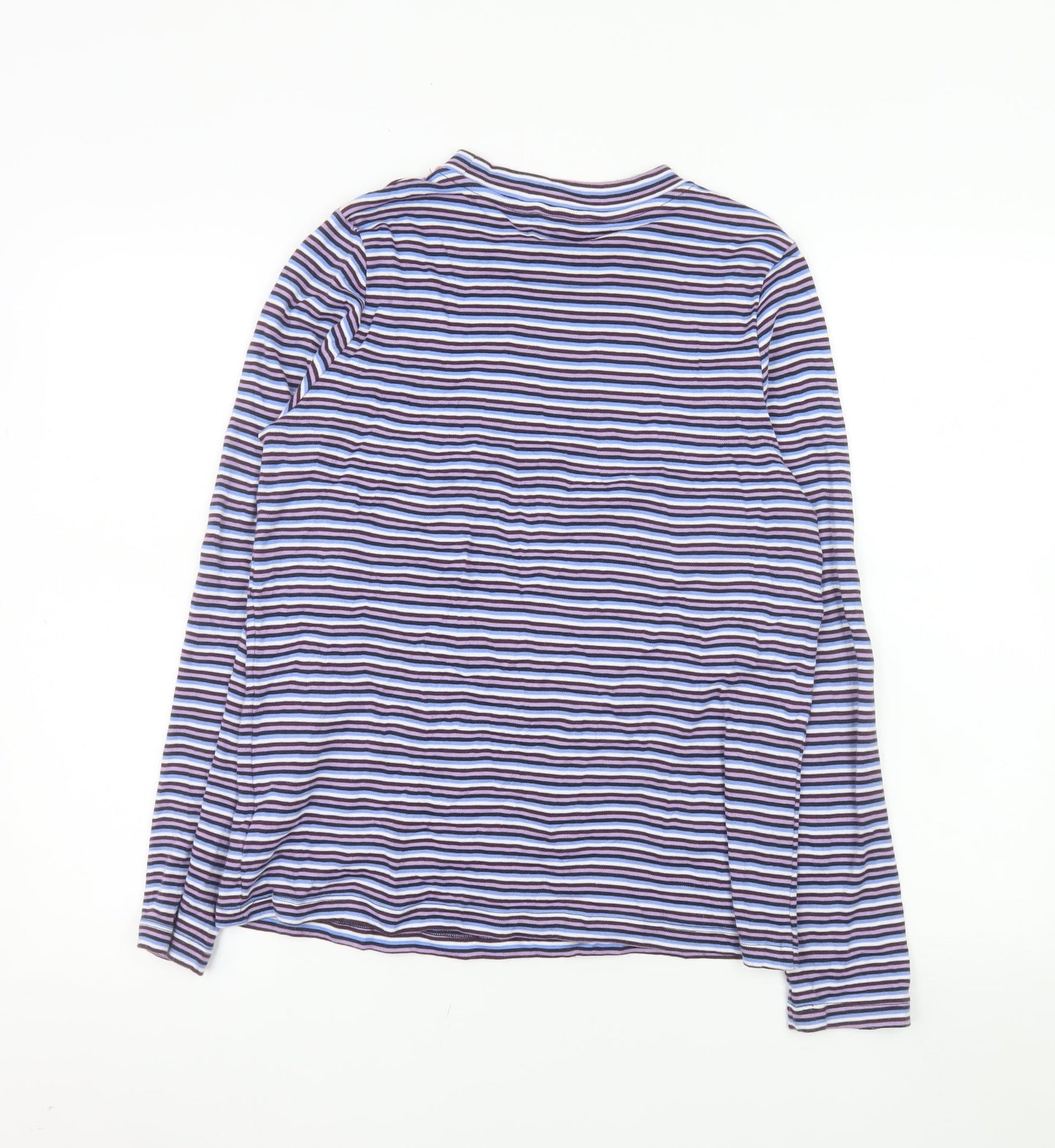 Cotton Traders Women’s Multicoloured Striped Long Sleeve Cotton T-Shirt UK 12