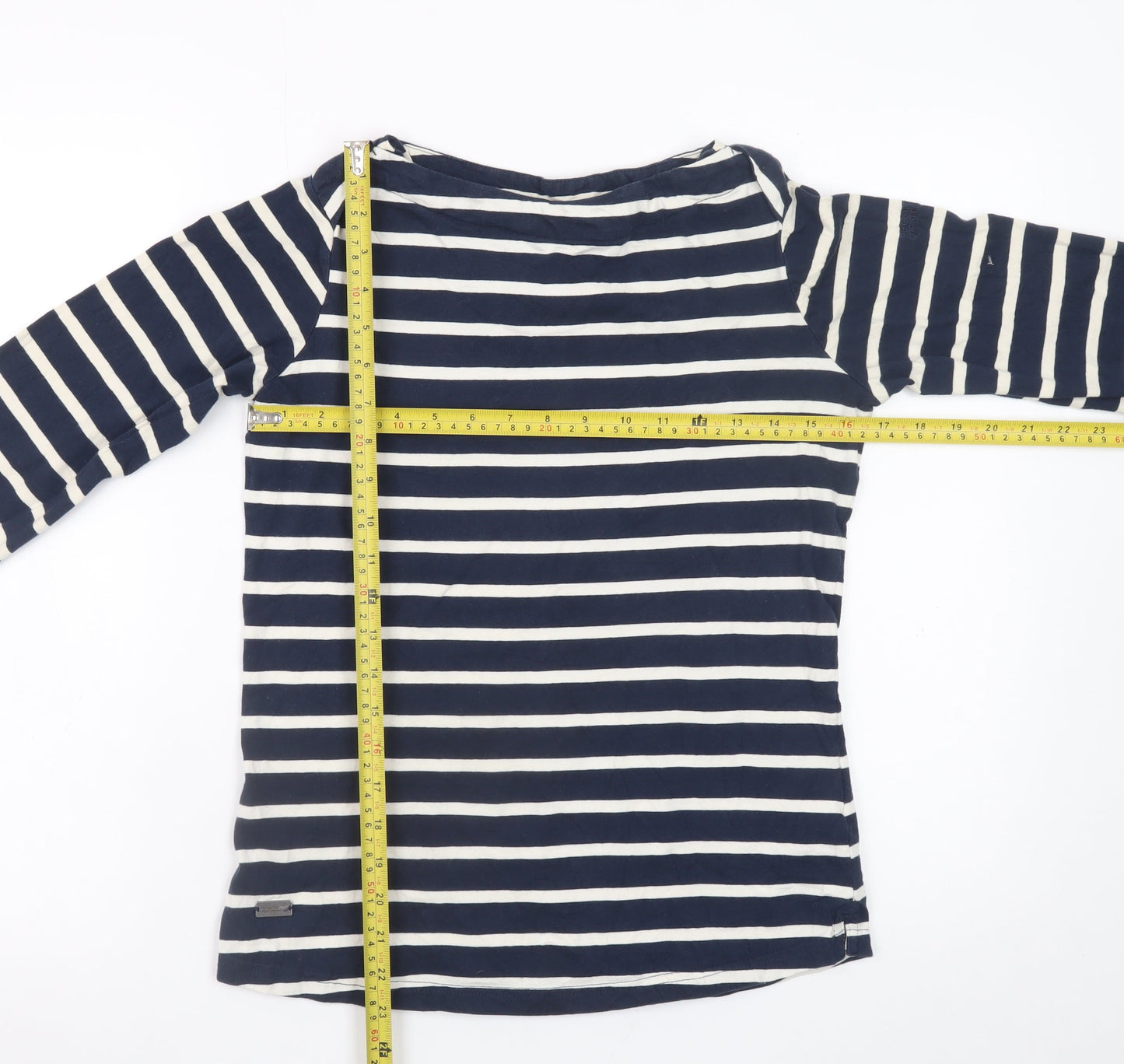 Regatta Women Blue Striped Cotton Boat Neck Long Sleeve T-Shirt UK 8