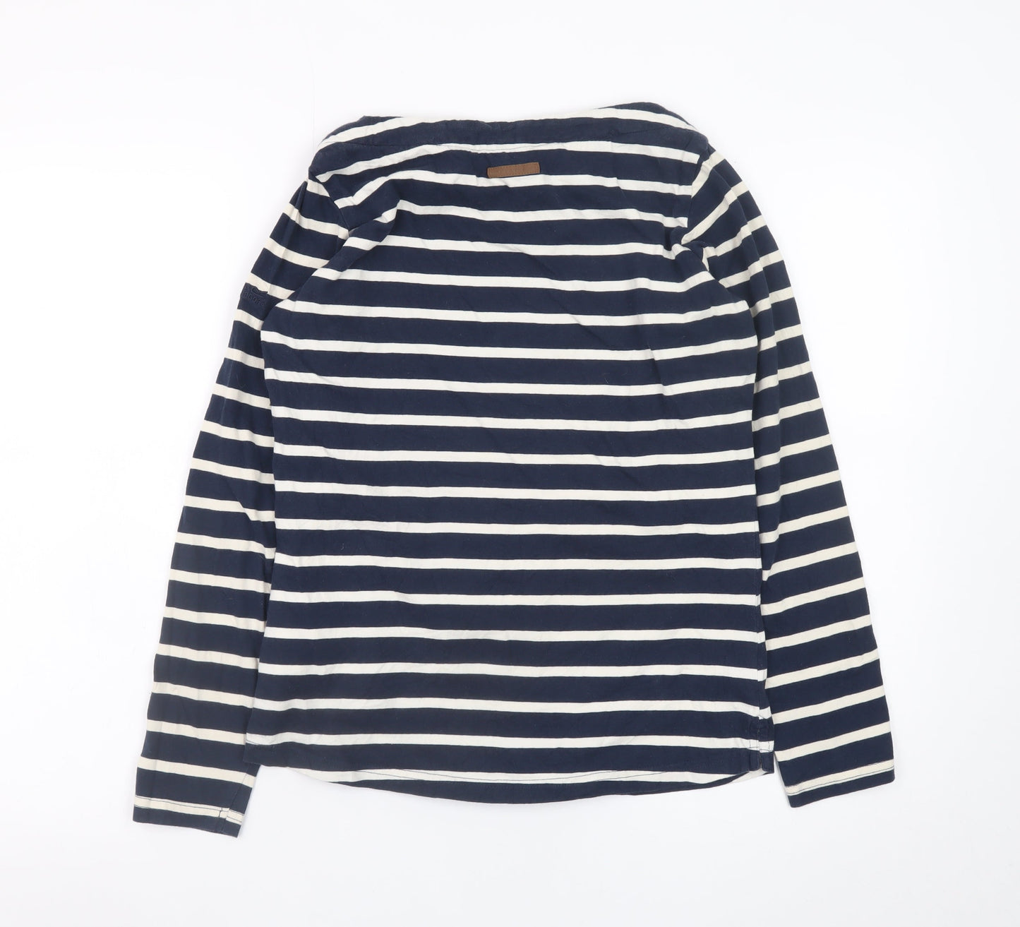 Regatta Women Blue Striped Cotton Boat Neck Long Sleeve T-Shirt UK 8