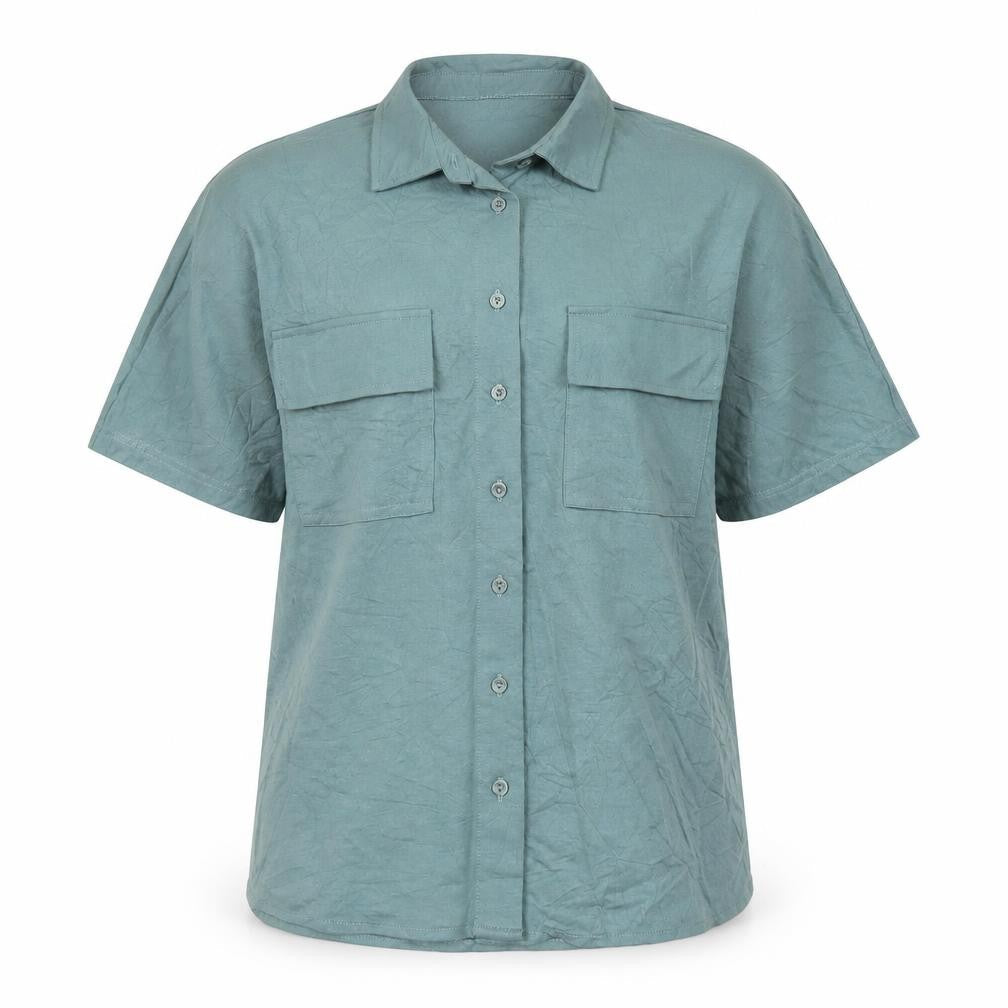 Marks & Spencer Men's Green Short Sleeve Regular Fit Button-Up Shirt Size S