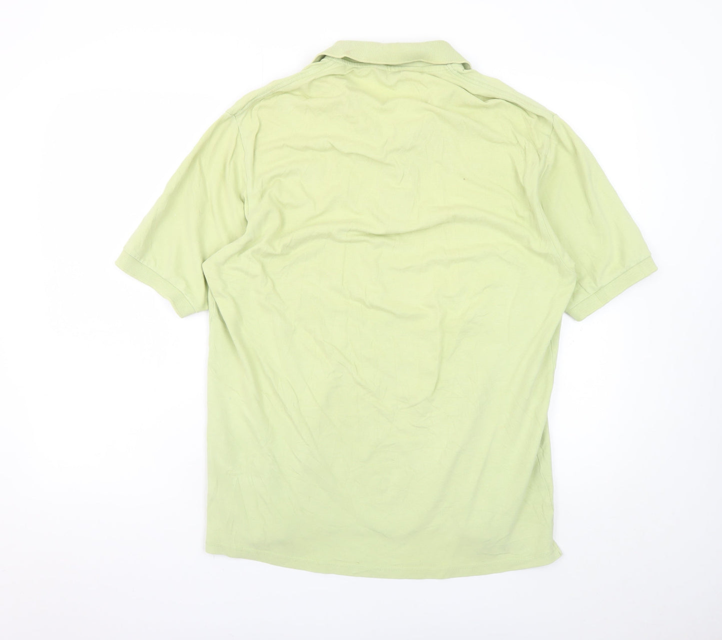 Marks and Spencer Men's Green Polo Shirt Medium Cotton Stretch