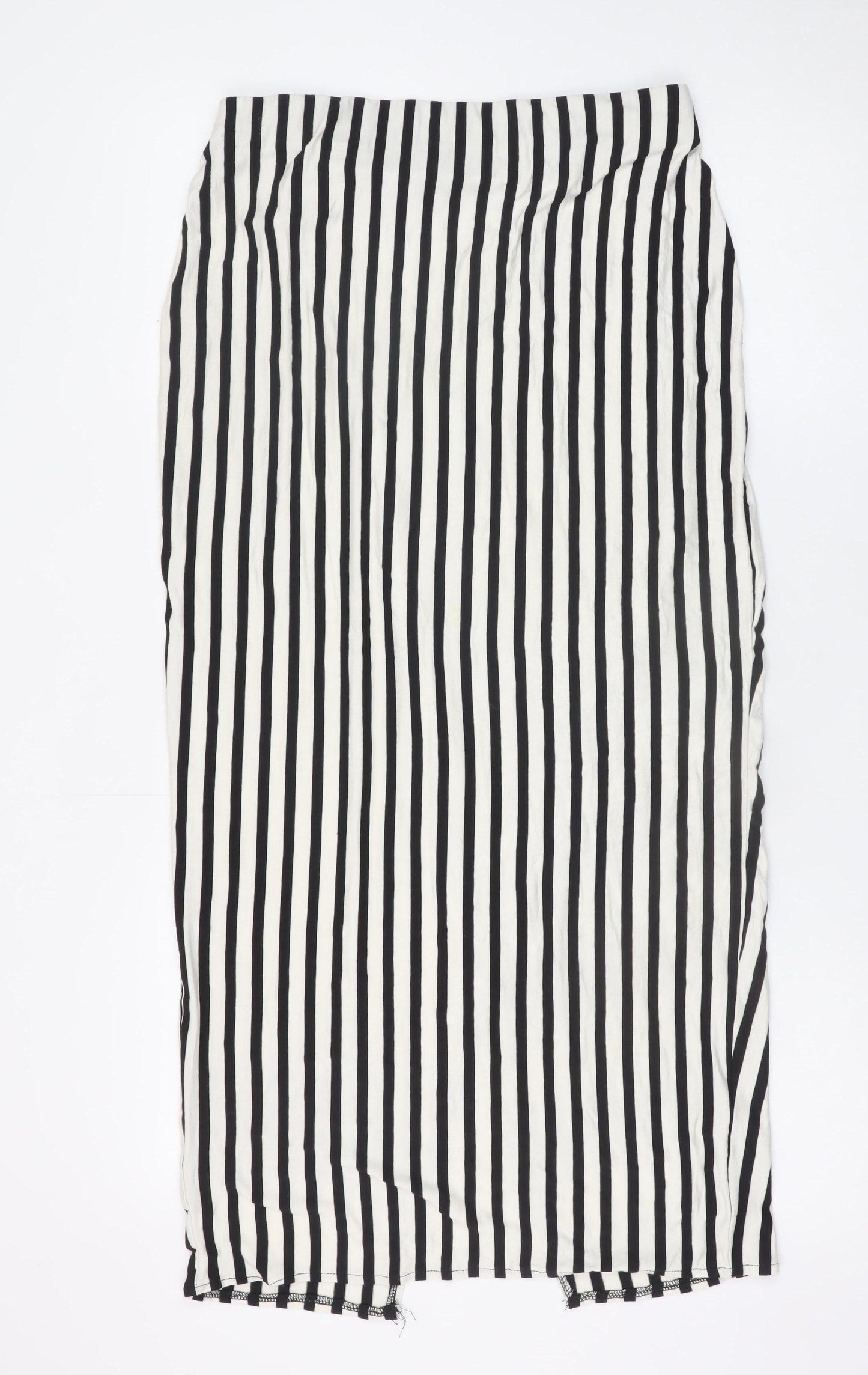 Bershka Women’s Black Striped Midi Wrap Skirt Size 12