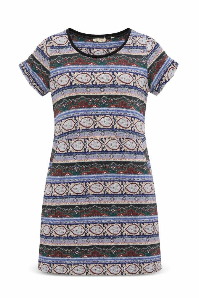 FatFace Women Multicoloured Size 12 T-Shirt Dress Geometric Jersey