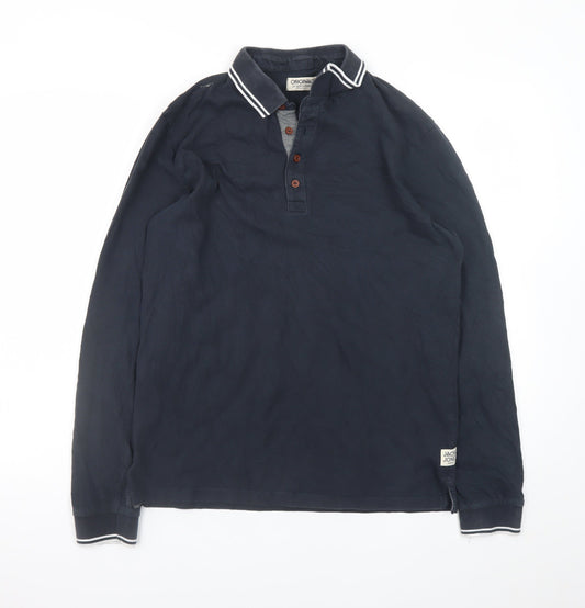 Jack & Jones Originals Men's Blue Long Sleeve Cotton Polo L