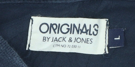 Jack & Jones Originals Men's Blue Long Sleeve Cotton Polo L