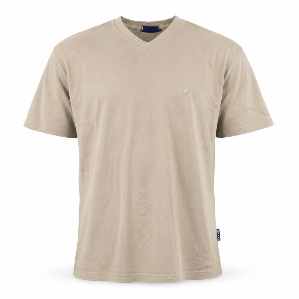 Kangol Men's Beige V-Neck Cotton Short Sleeve T-Shirt M