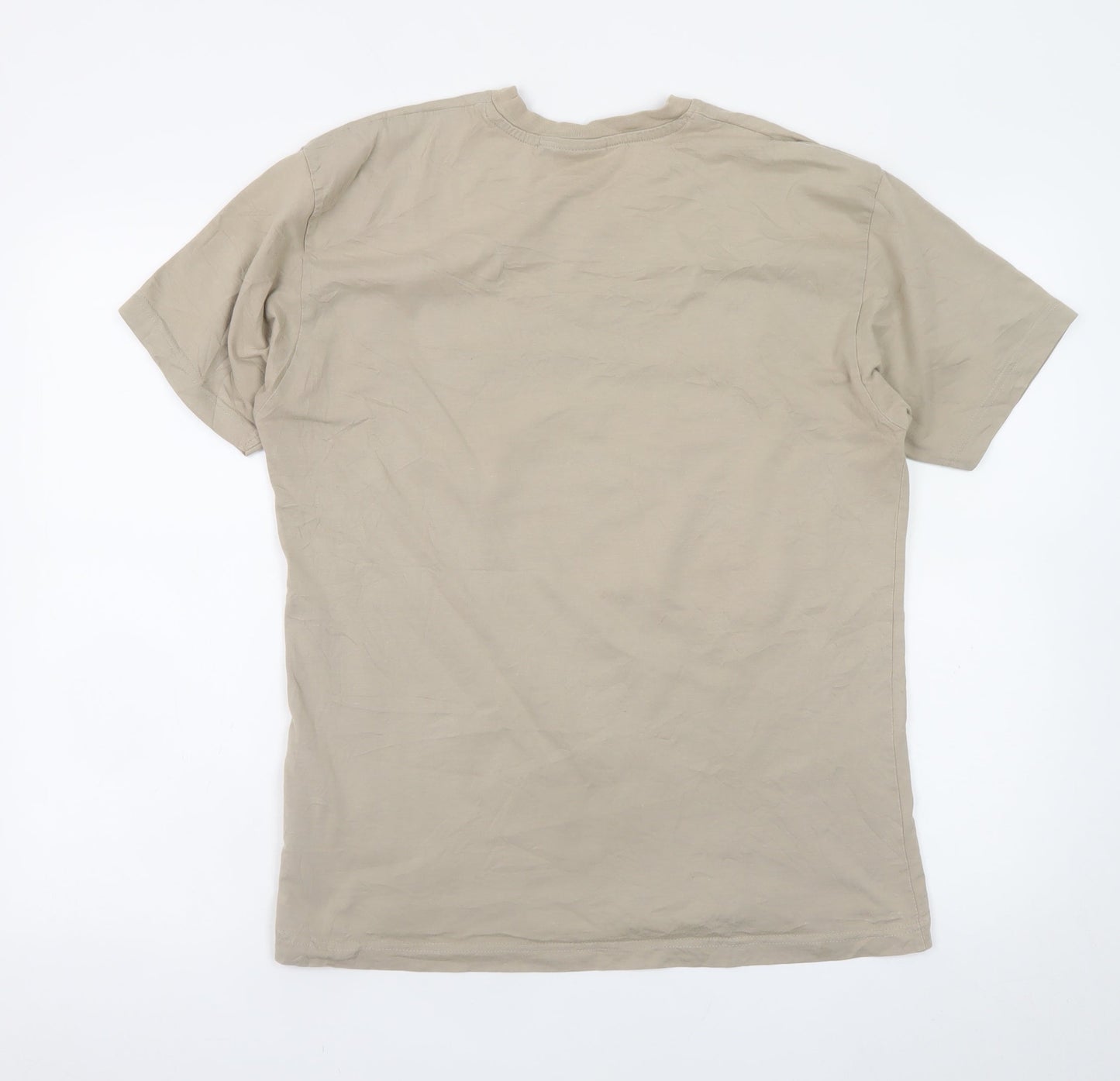 Kangol Men's Beige V-Neck Cotton Short Sleeve T-Shirt M