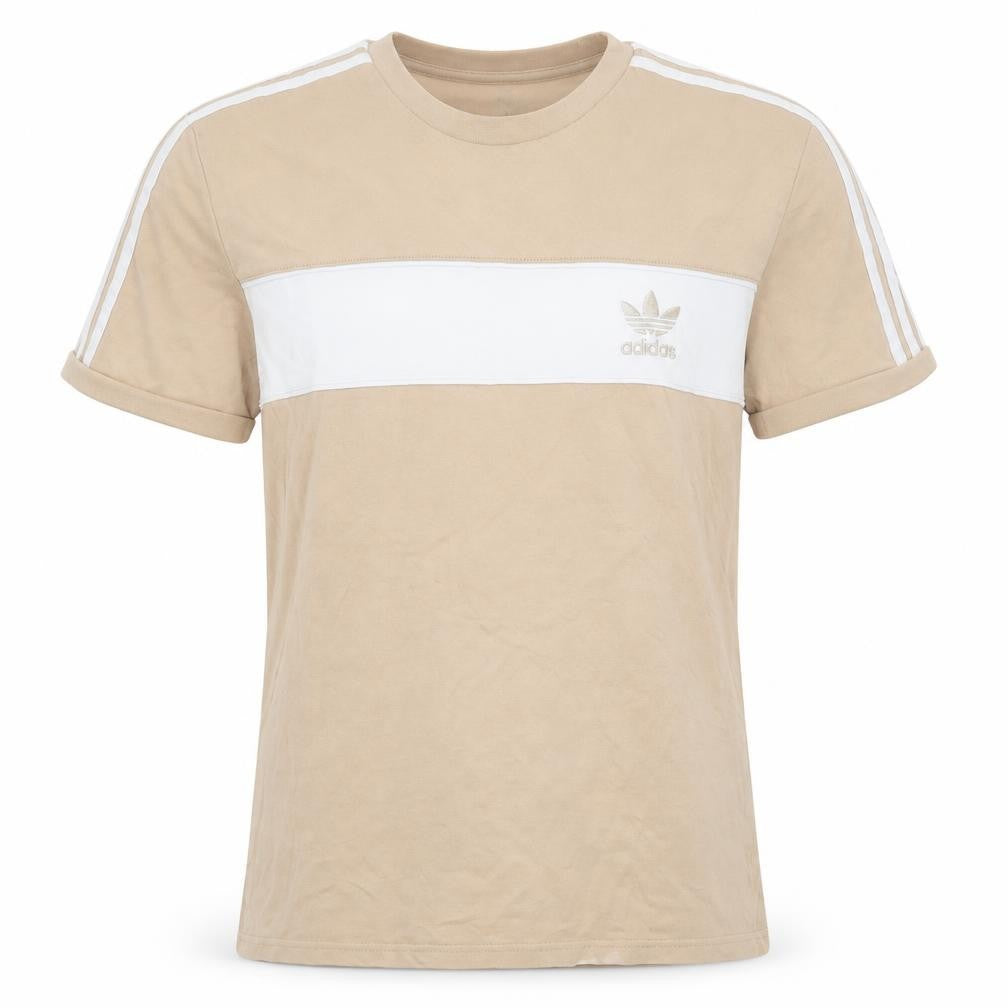 adidas Men's Beige Colourblock Crew Neck Short Sleeve T-Shirt M