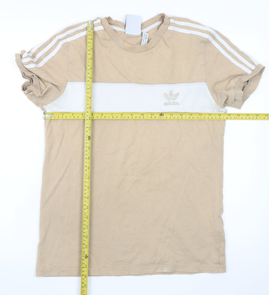 adidas Men's Beige Colourblock Crew Neck Short Sleeve T-Shirt M