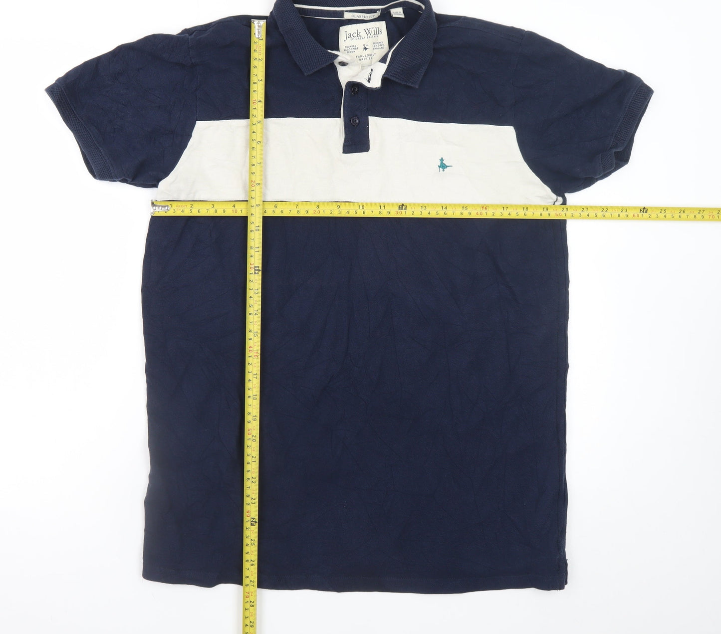 Jack Wills Men’s Blue & White Short Sleeve Classic Cotton Polo Shirt M