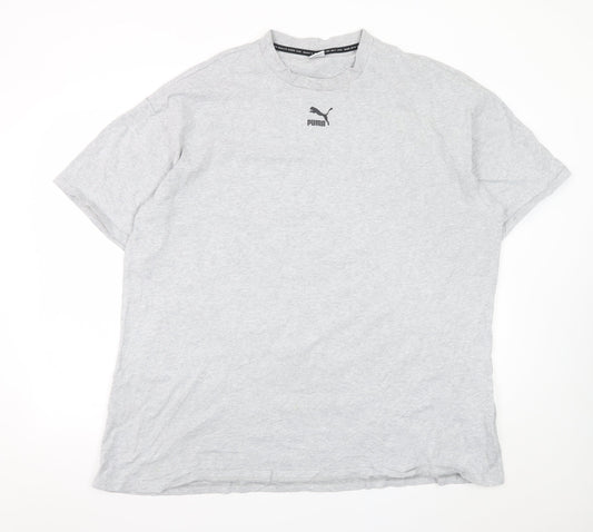 Puma Men's Grey Crew Neck Cotton Short Sleeve T-Shirt M