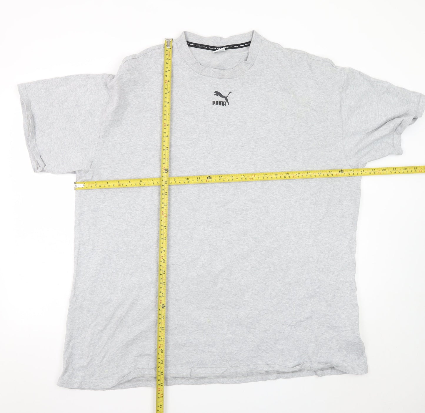 Puma Men's Grey Crew Neck Cotton Short Sleeve T-Shirt M