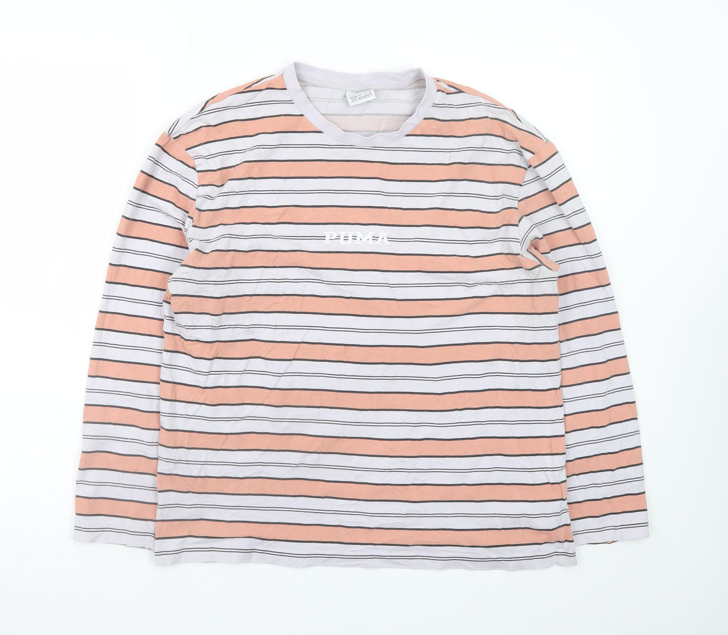 Puma Men's Multicoloured Striped Long Sleeve Cotton T-Shirt XS
